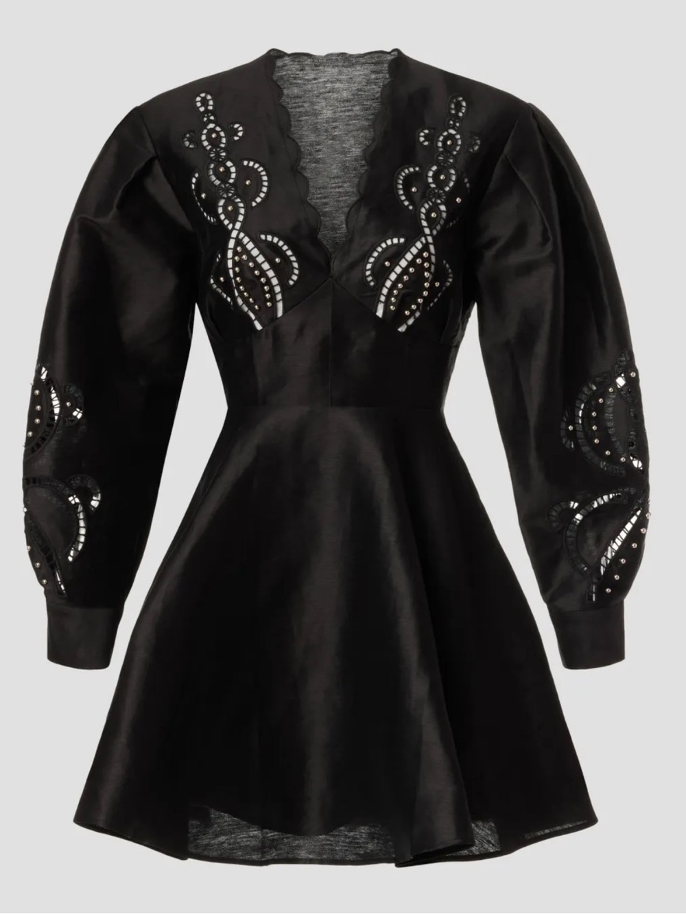 Maje Black Long-Sleeve Embroidered V-Neck Dress